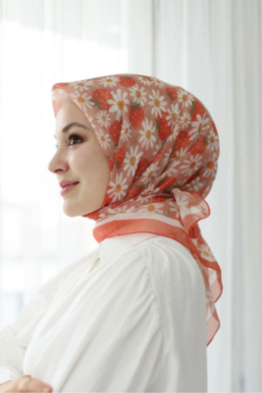 Mom Square Scarf - Strawberry