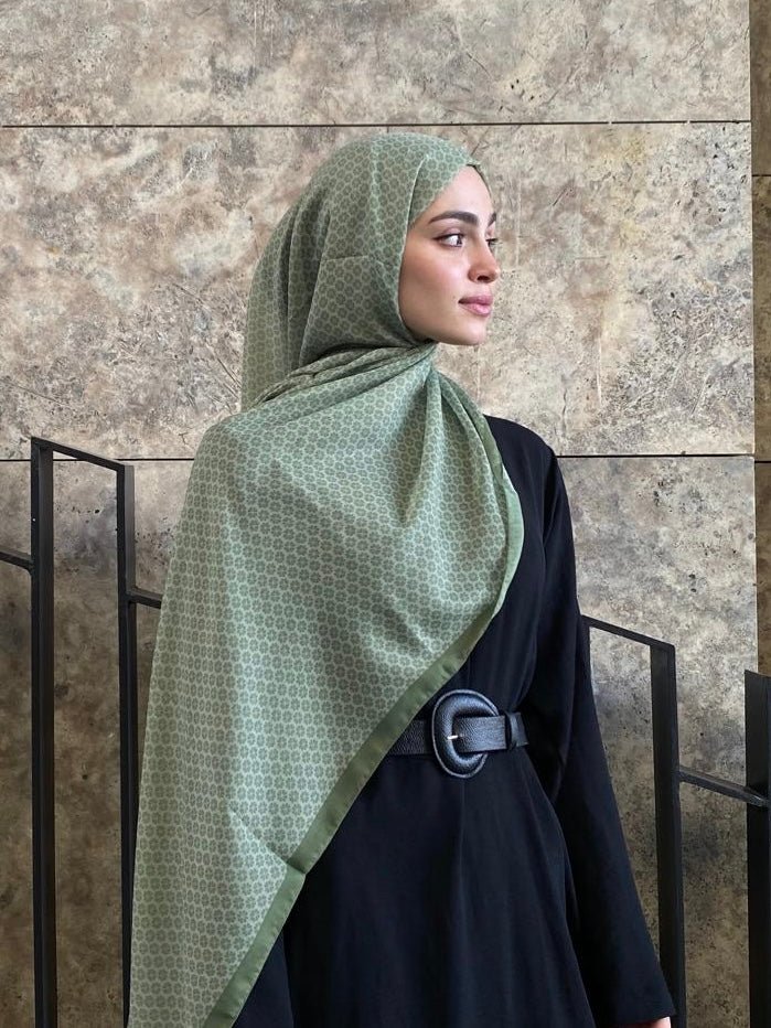 Clover Pattern Hijab - Green