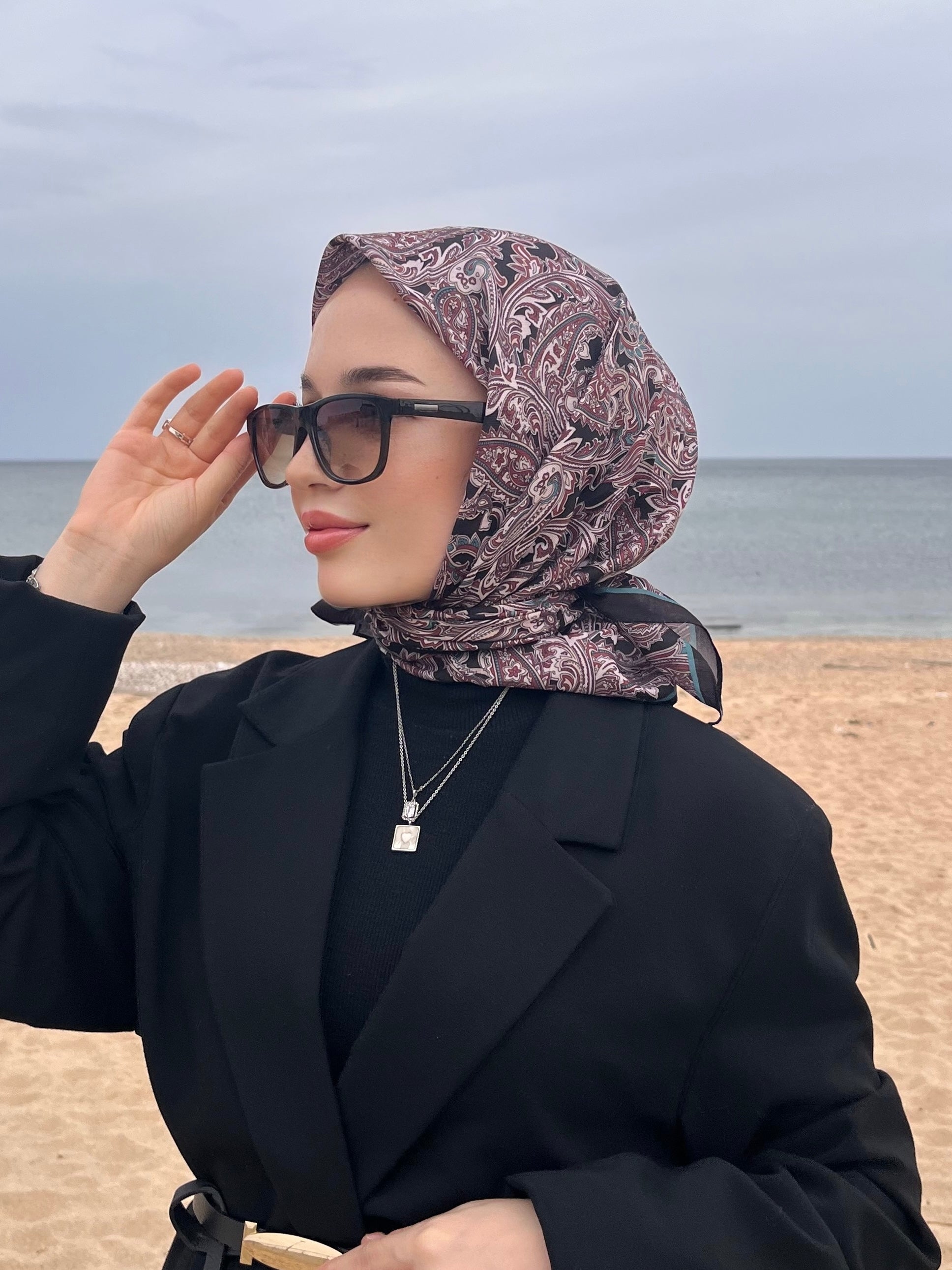 Firuze 2 Square Scarf - Black