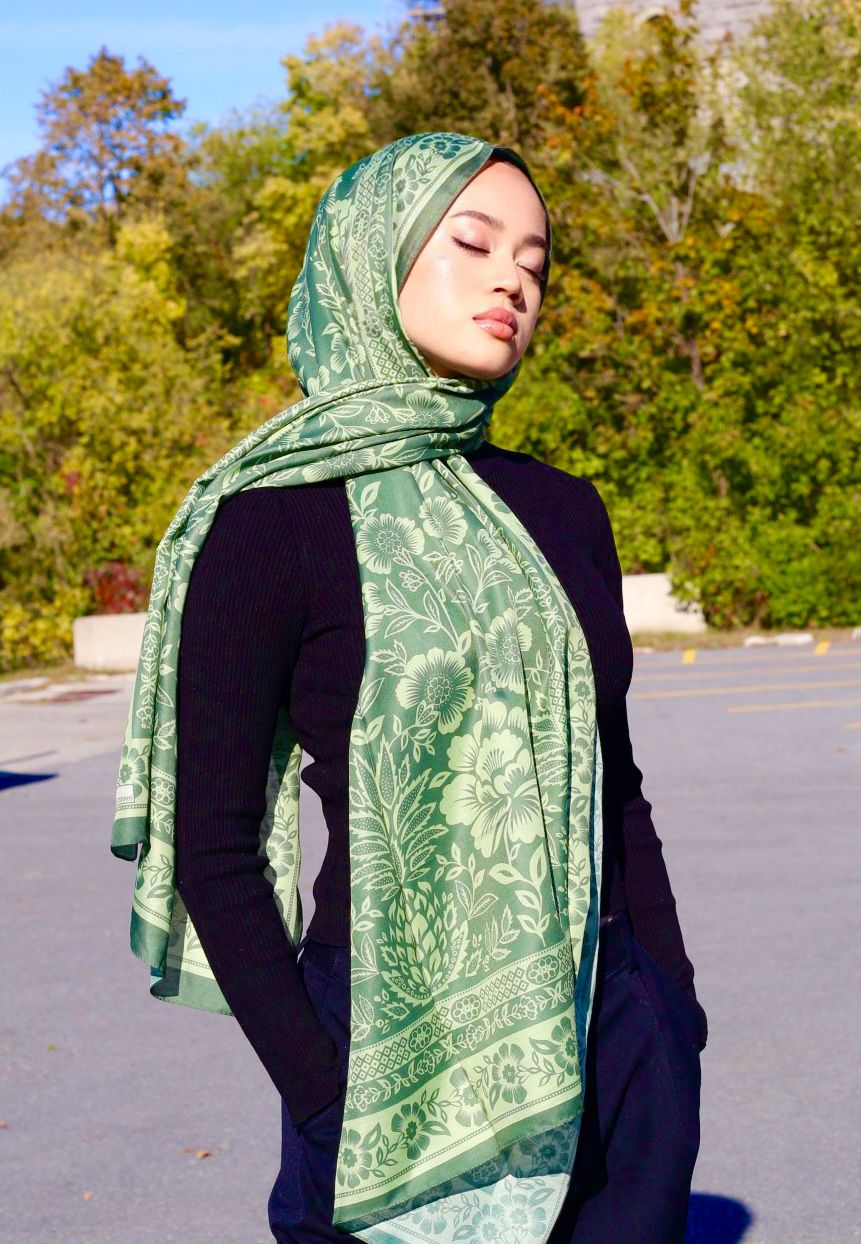 Retro Hijab - Henna Green