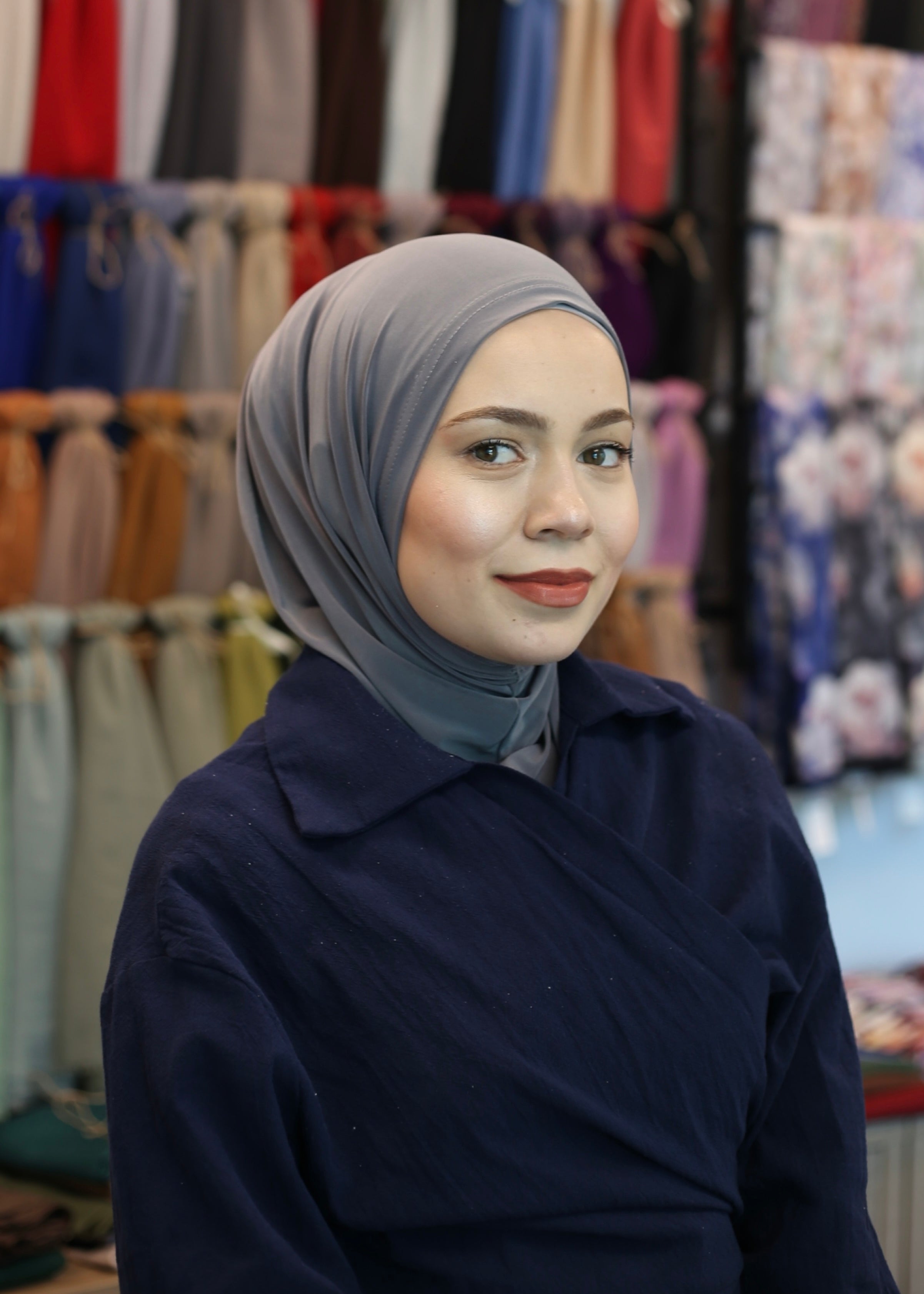 New Athletic Hijab -Dark Gray   (No Snap Closure)