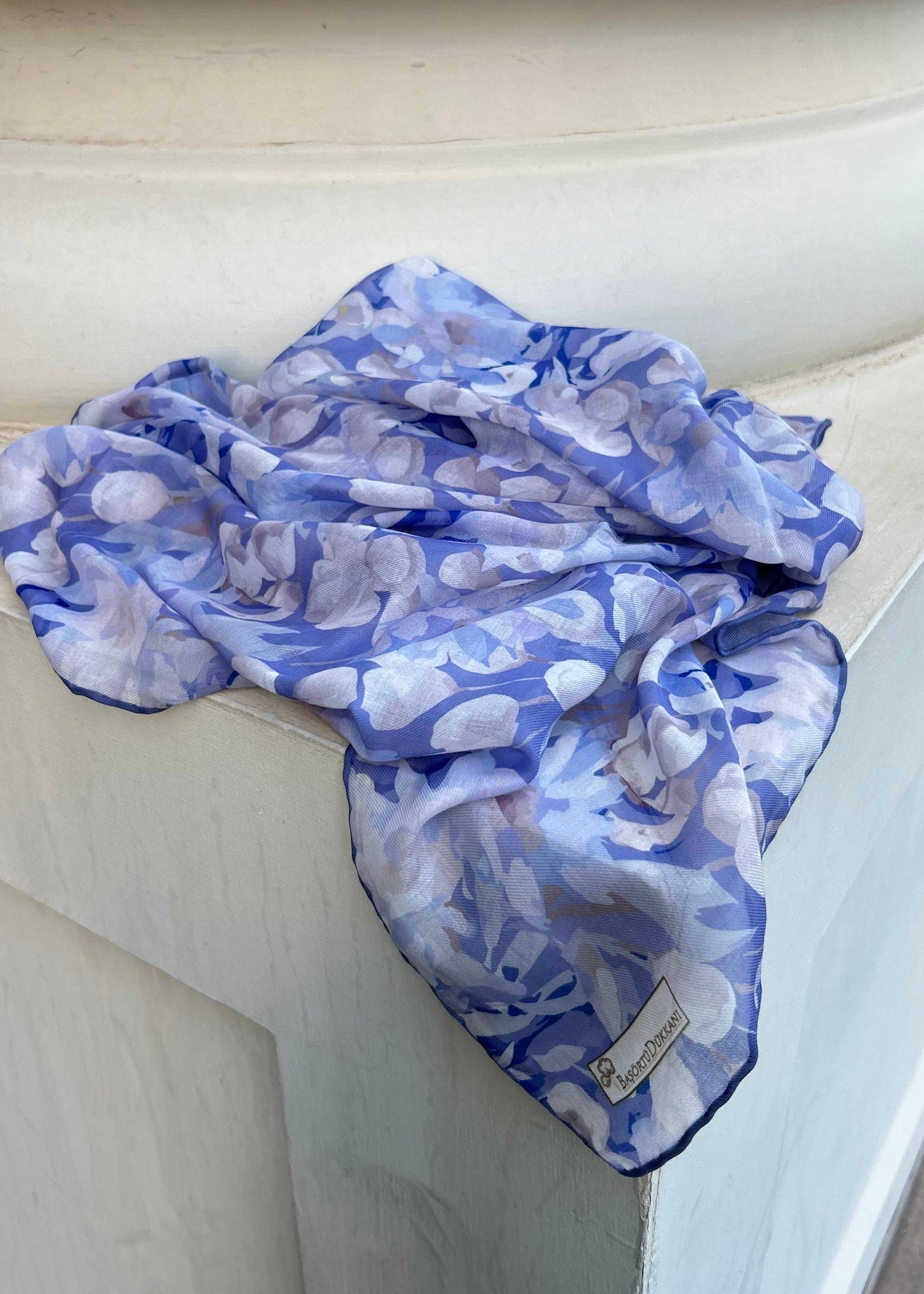Garden Design Square Scarf - Sapphire Blue