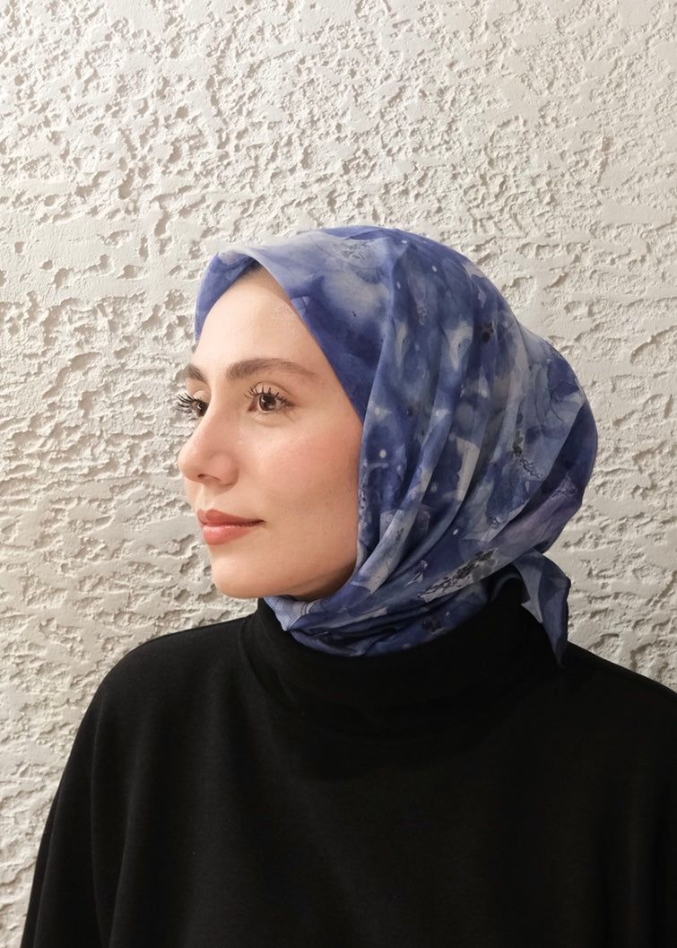 Delora Square Scarf - Navy Blue