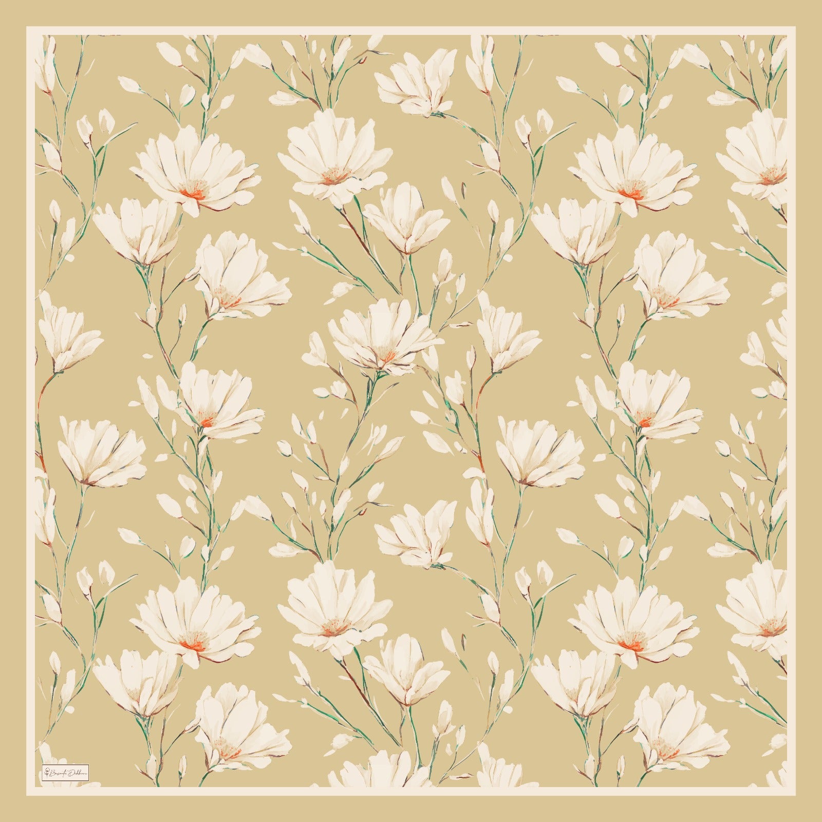 Silk Garden Square Scarf - Vanilla Gold