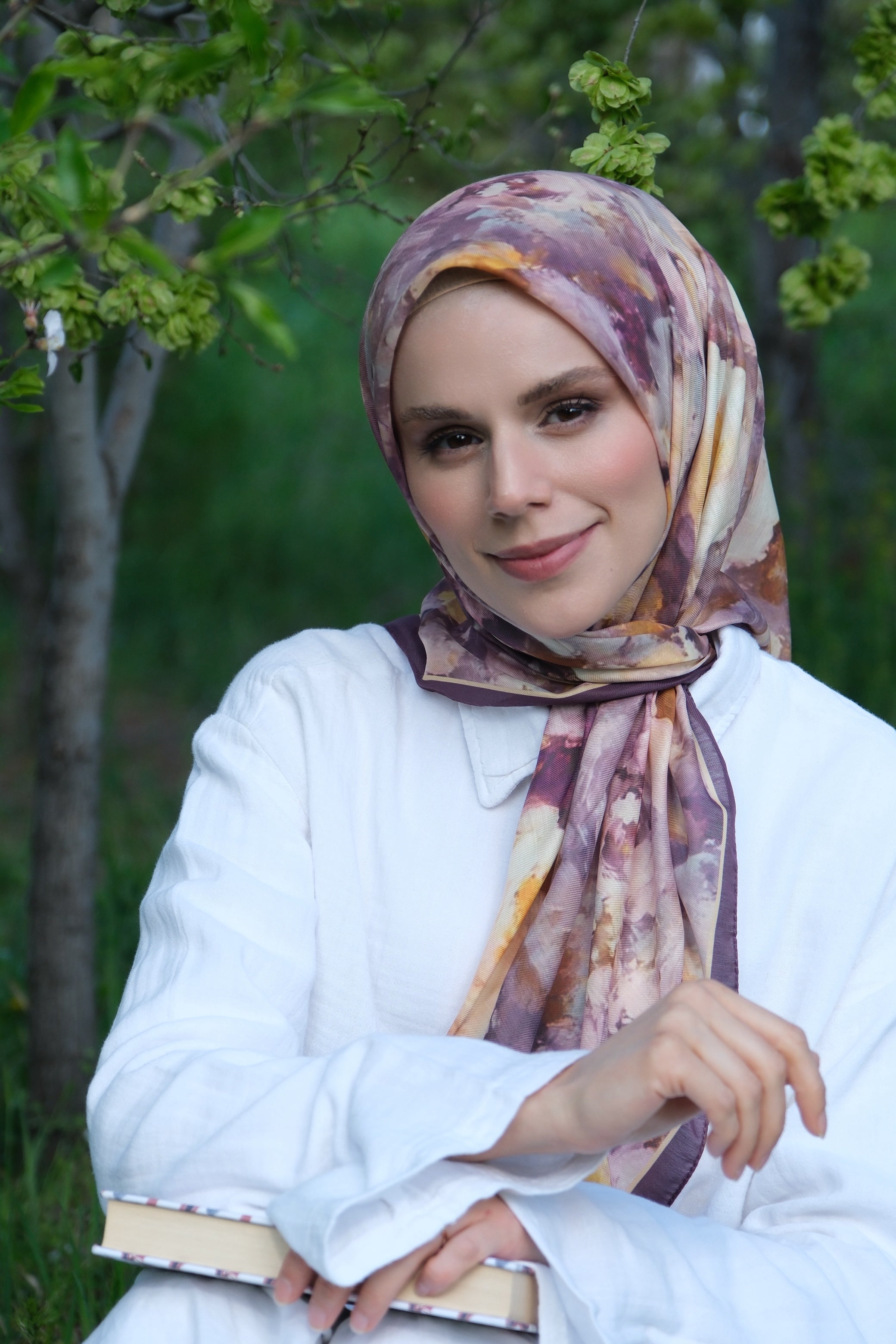 Rose Blend Square Scarf - Plum Yellow