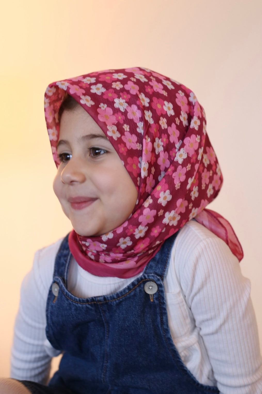 Kids Square Scarf - Pink Wildflower