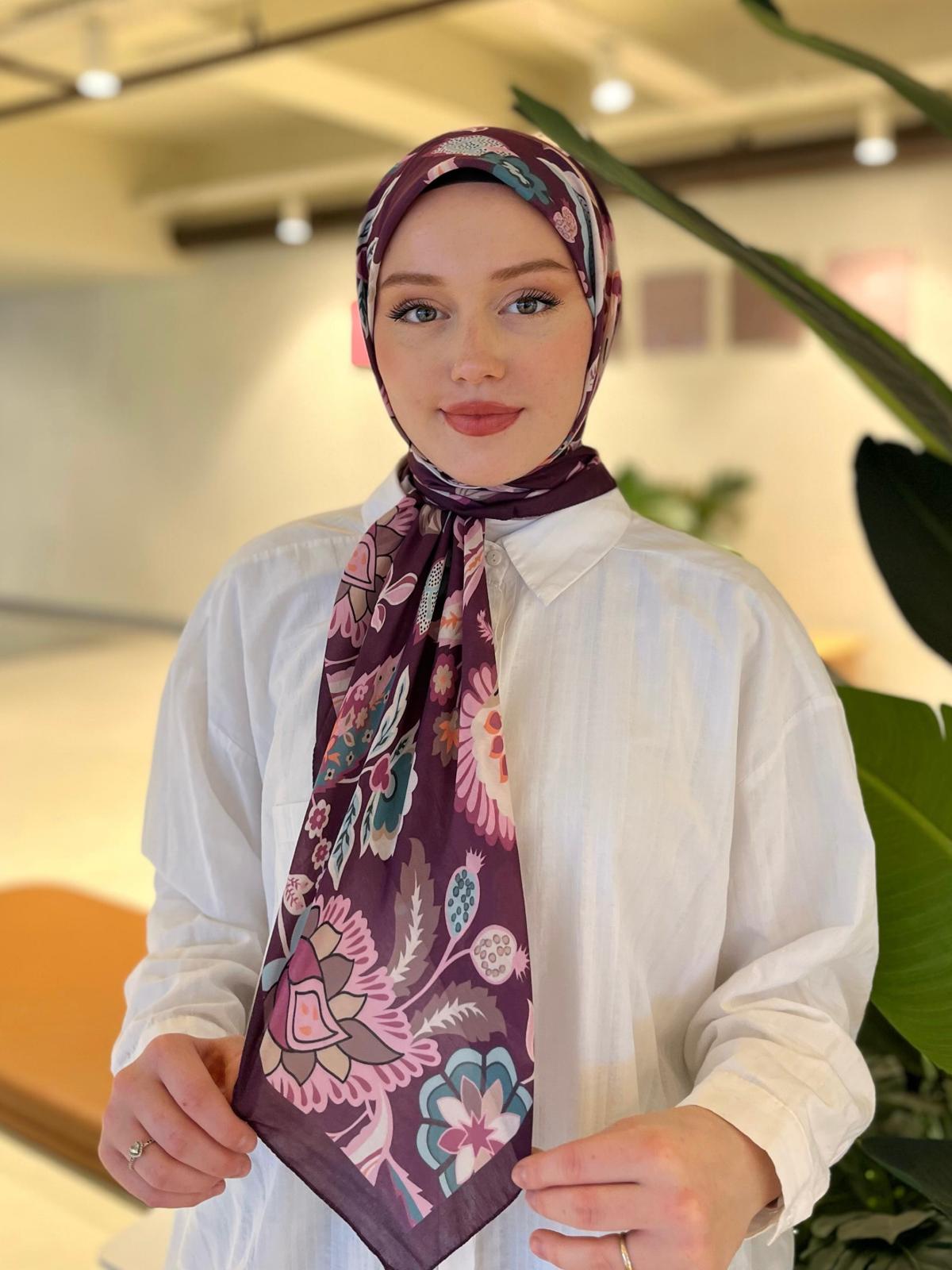Ethnic Square Scarf - Purple