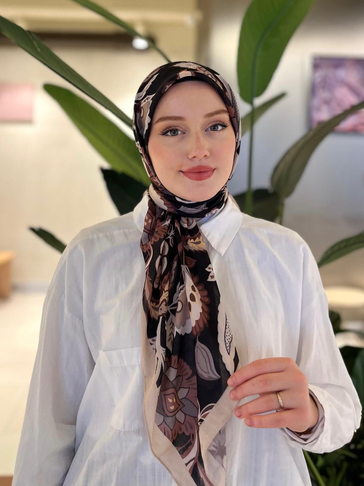 Ethnic Square Scarf - Black Coffee