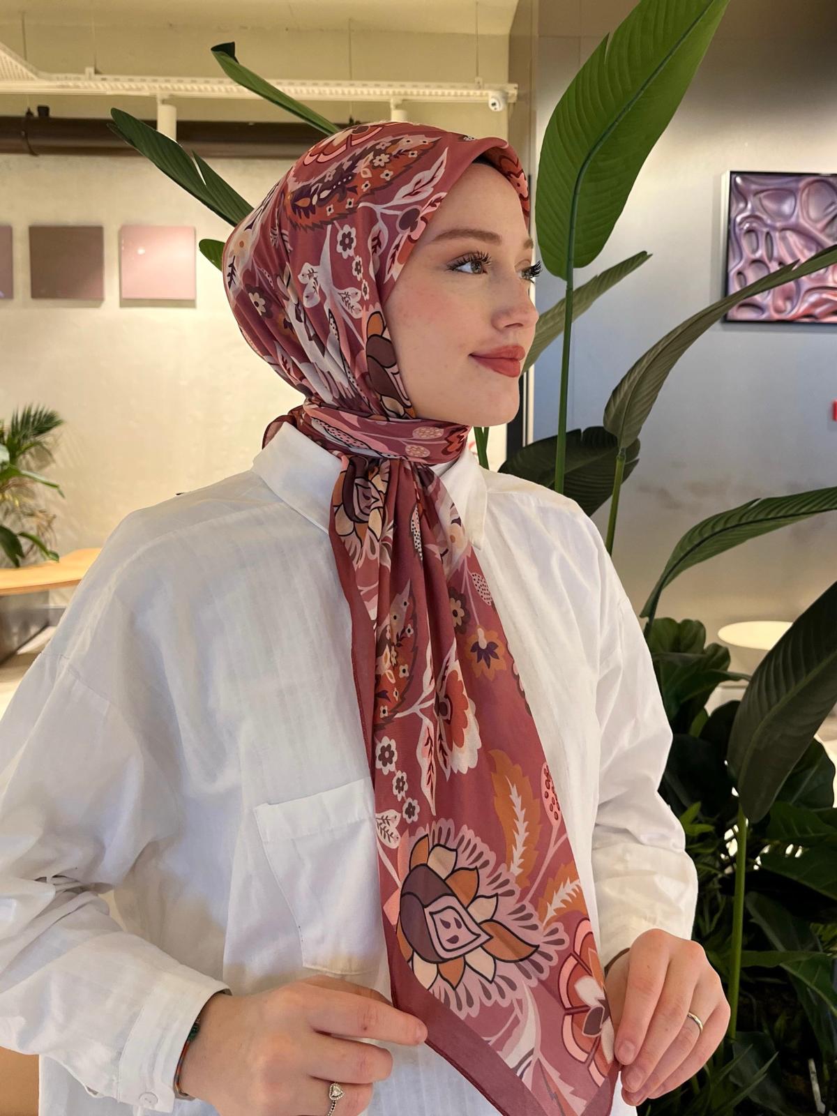 Ethnic Square Scarf - Dried Rose