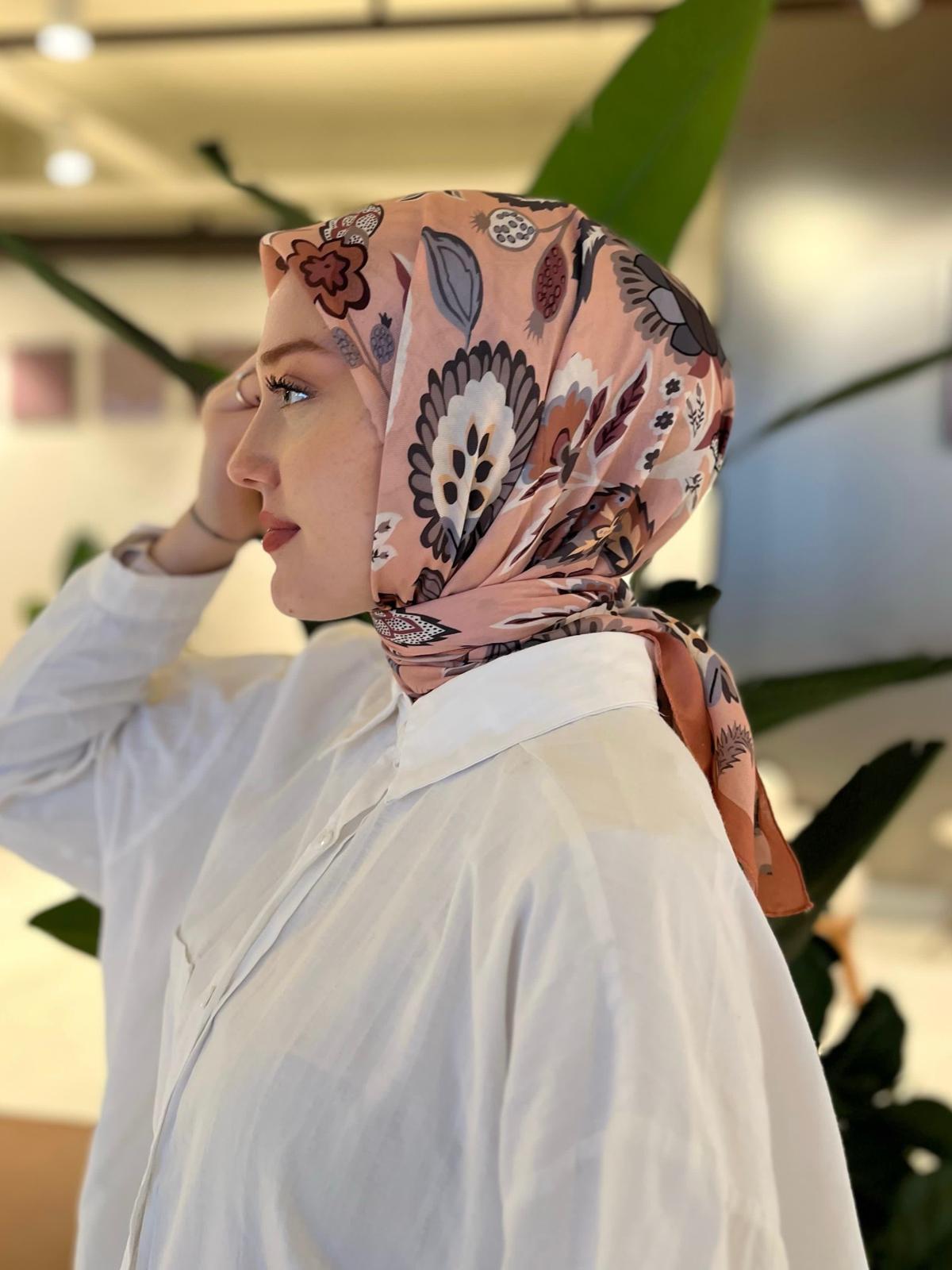 Ethnic Square Scarf - Cantaloupe