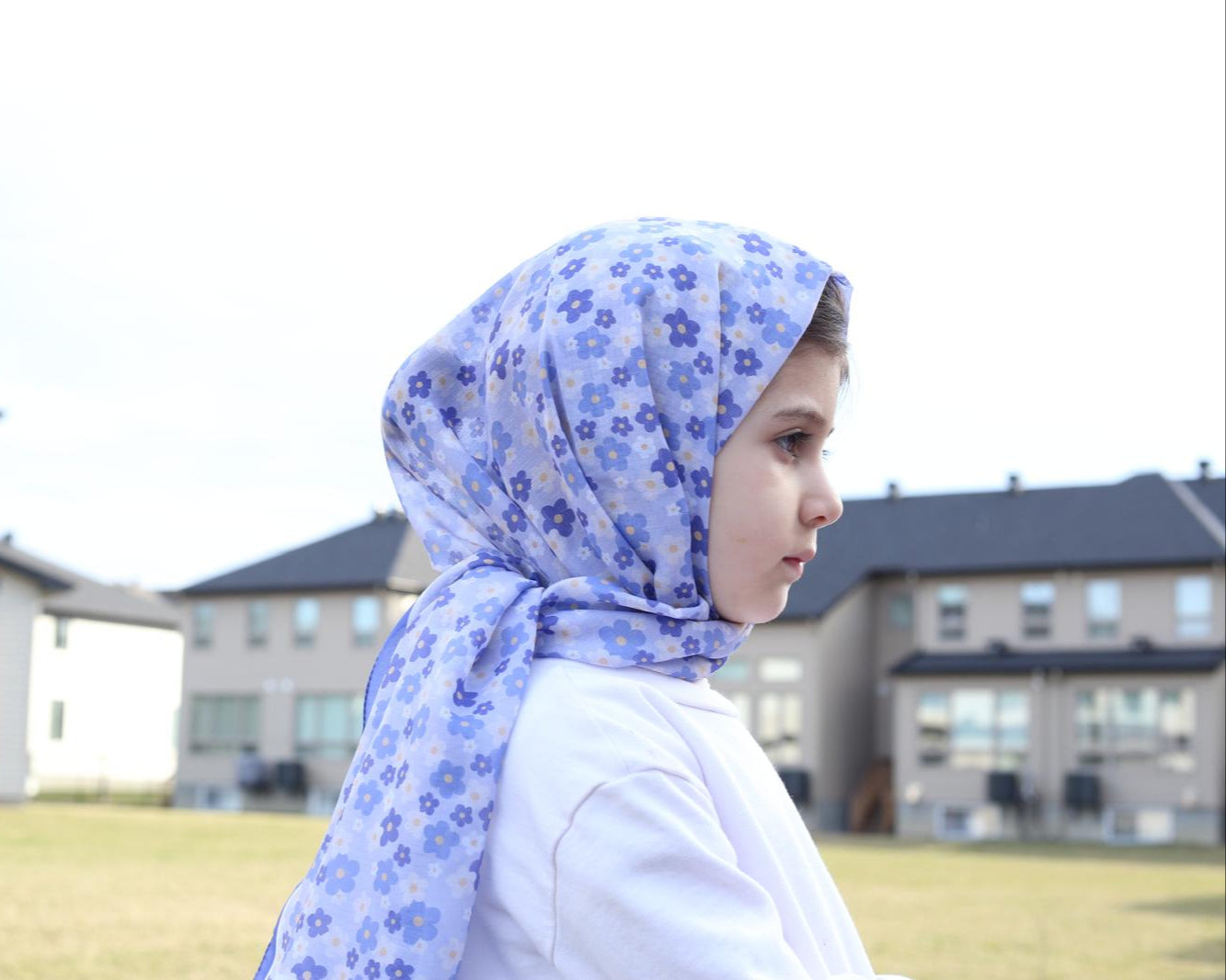 Kids Hijab - Blue Wildflower