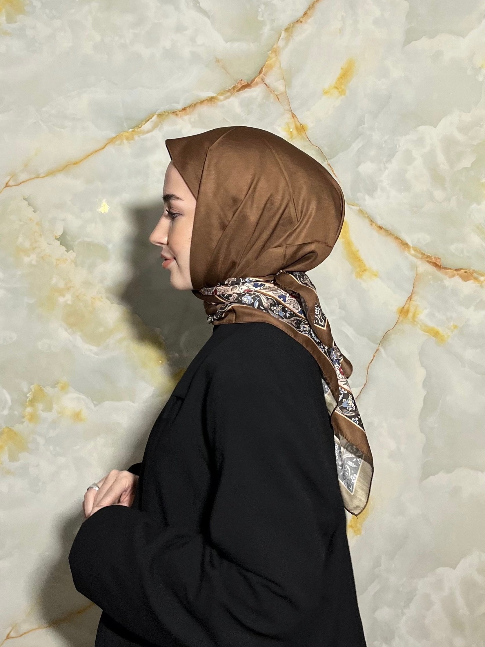 Royal Square Scarf - Coffee Toned